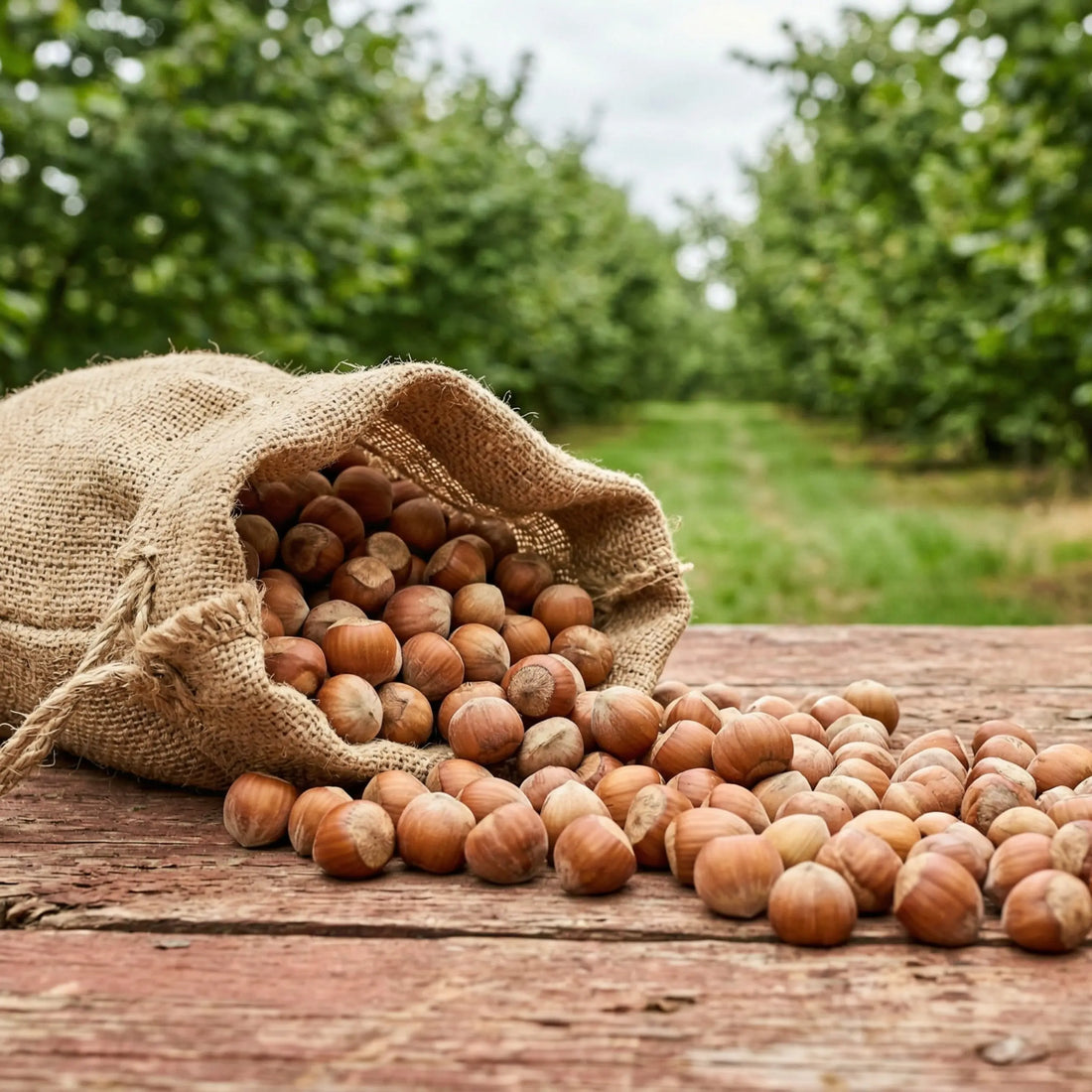 Fındık çuvalından dökülen Giresun fındıkları