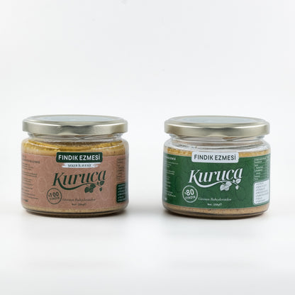 %100 şekersiz fındık ezmesi + %80 fındık ezmesi