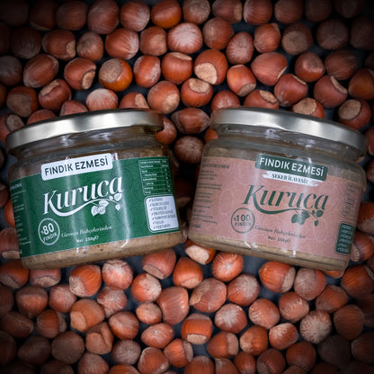 kuruca fındık ezmesi seti şekersiz ve tatlandırılmış