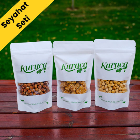 Kavrulmuş çiğ fındık ve krokan içeren 3lü paket