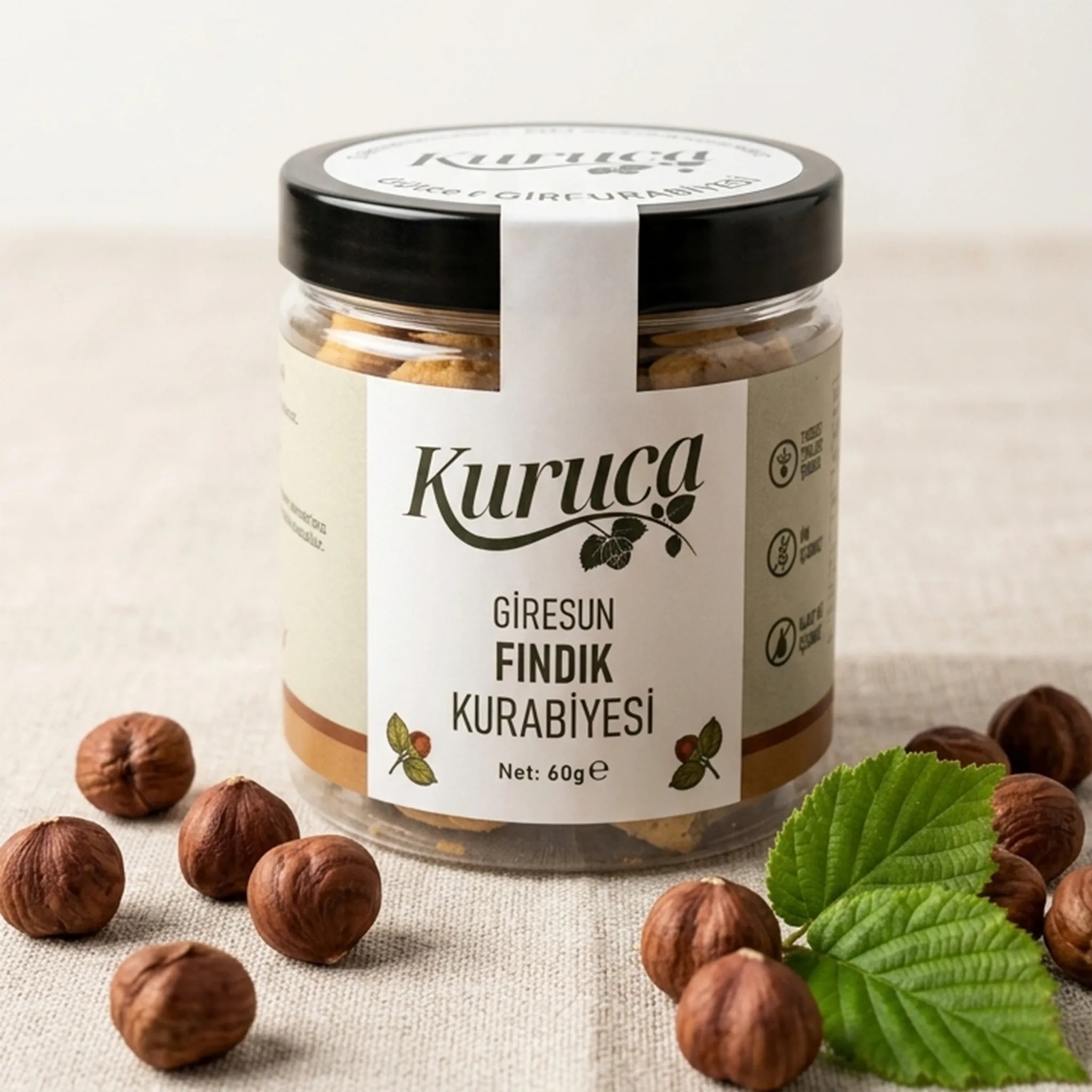 Kuruca markalı unsuz fındıklı kurabiye ambalajı 